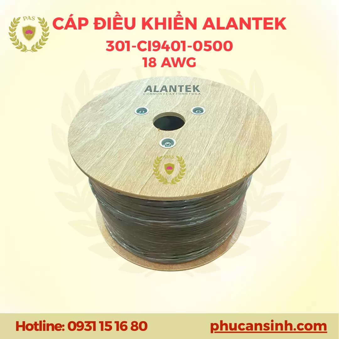 Cáp điều khiển 1 đôi 18 AWG chống nhiễu Alantek 301-CI9401-0500