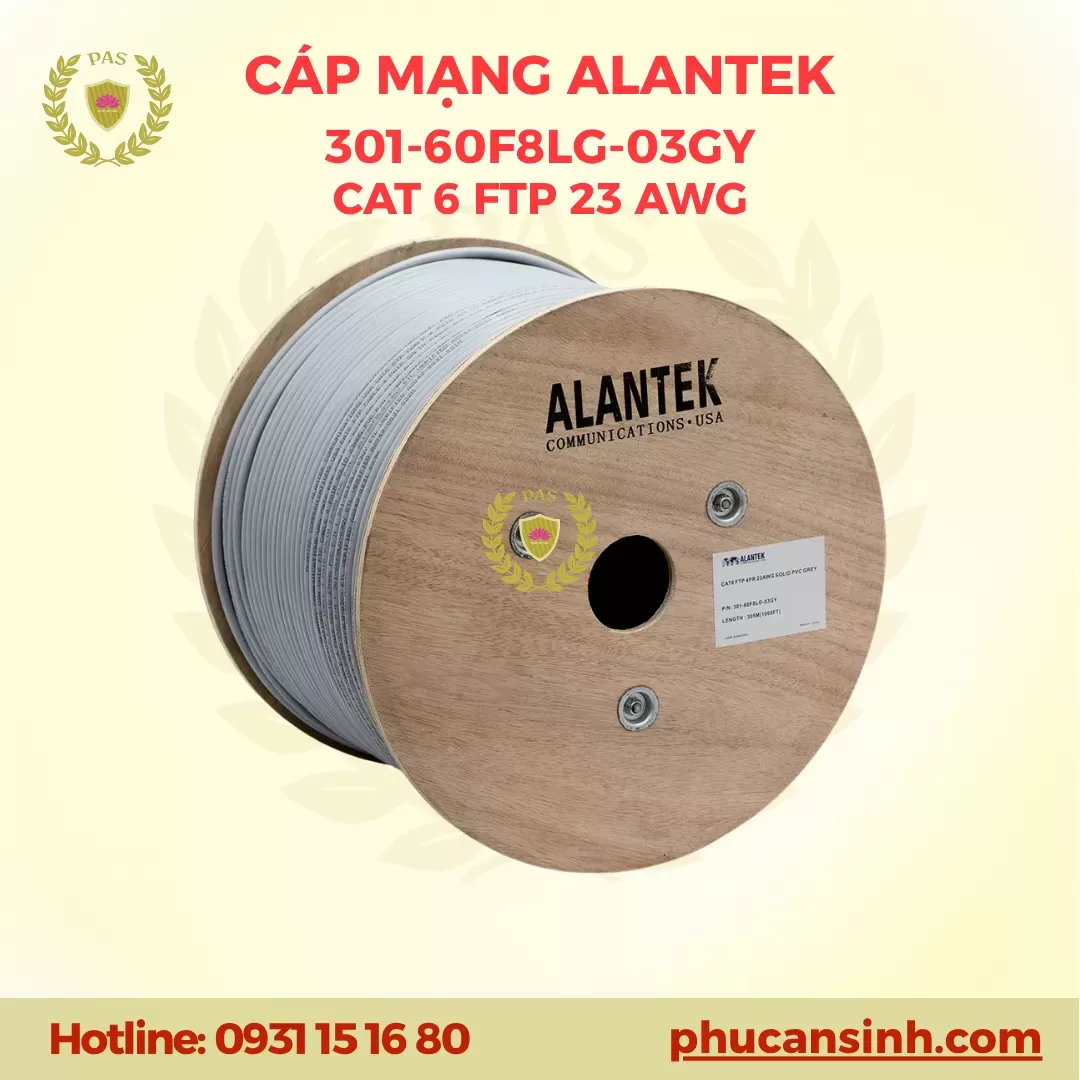 Cáp mạng Cat6 FTP 23AWG 4 Pair ALANTEK 301-60F8LG-03GY