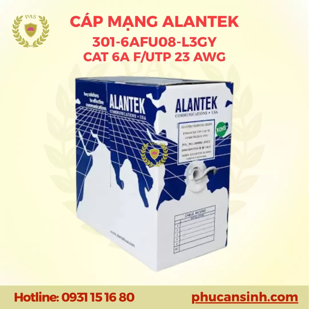 cáp mạng CAT6A F/UTP 23AWG ALANTEK 301-6AFU08-L3GY
