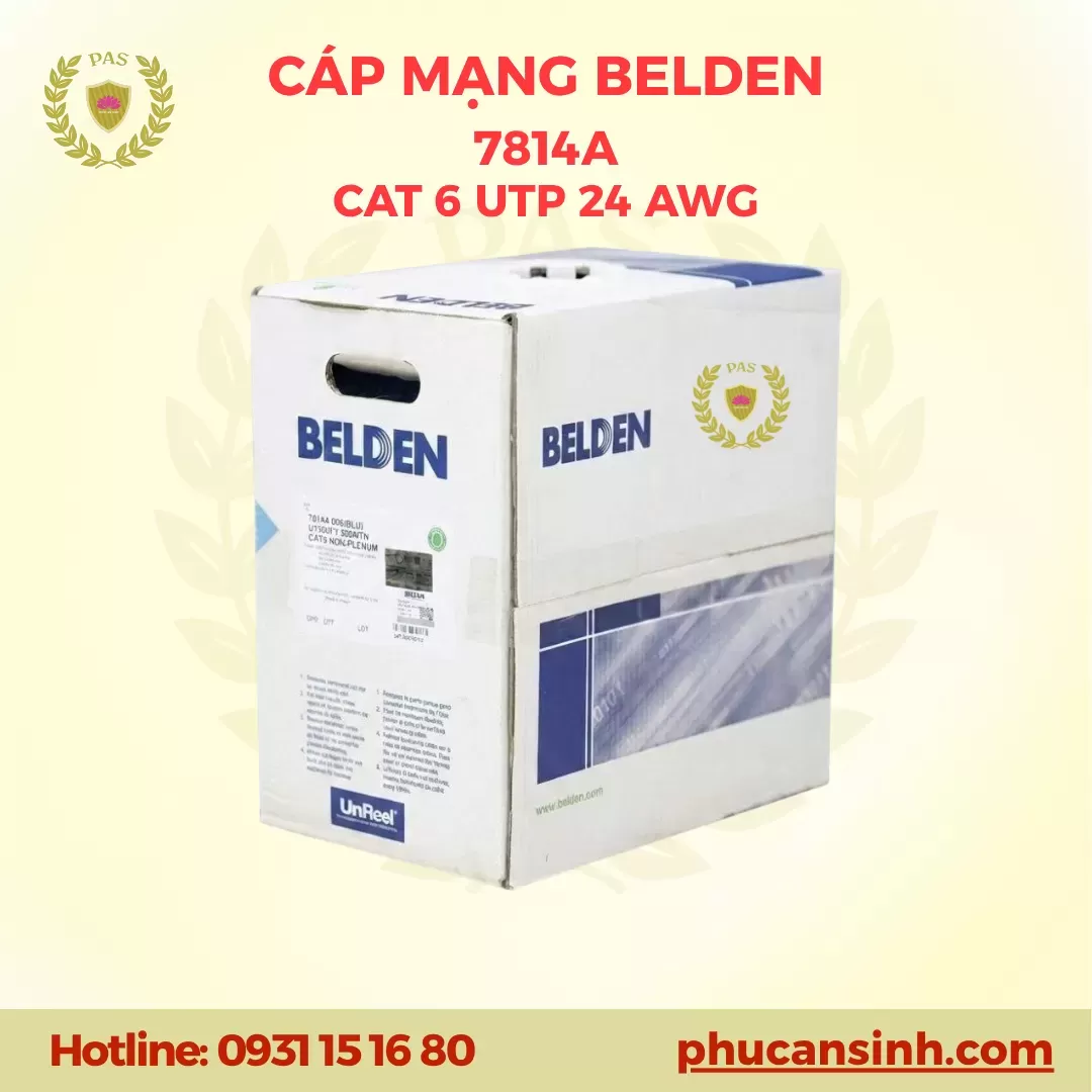 Cáp mạng BELDEN CAT6 UTP 24AWG 4 PAIR 7814A