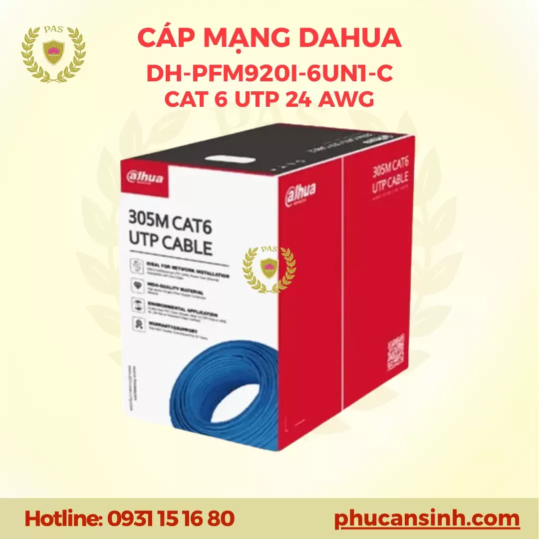 Cáp mạng CAT6 UTP 24AWG DAHUA DH-PFM920I-6UN1-C