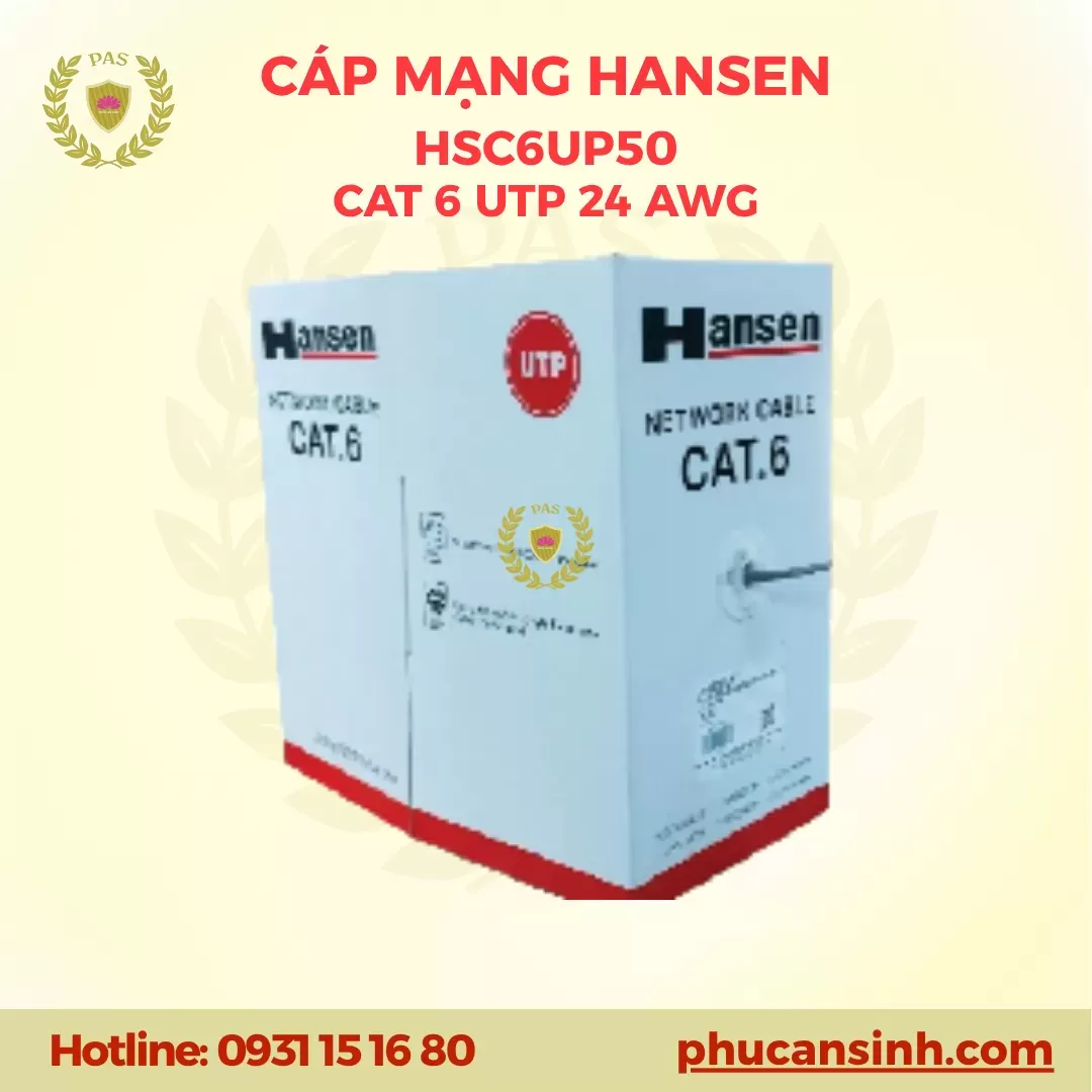 Cáp mạng CAT6 U/UTP 24AWG Hansen HSC6UP50