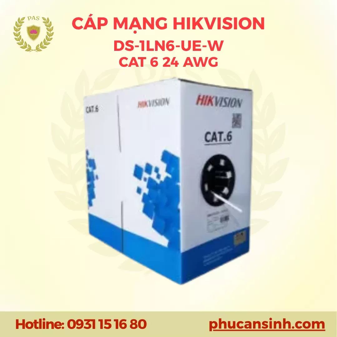 Cáp mạng CAT6 UTP 24AWG Hikvision DS-1LN6-UE-W