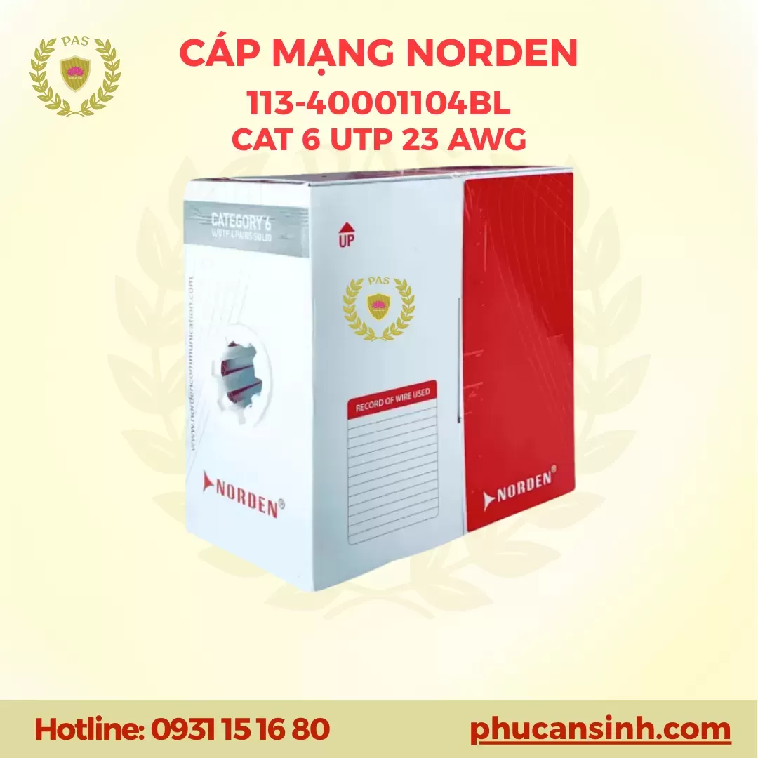 Cáp mạng Norden CAT6 U/UTP 23AWG 4 PAIR 113-40001104BL