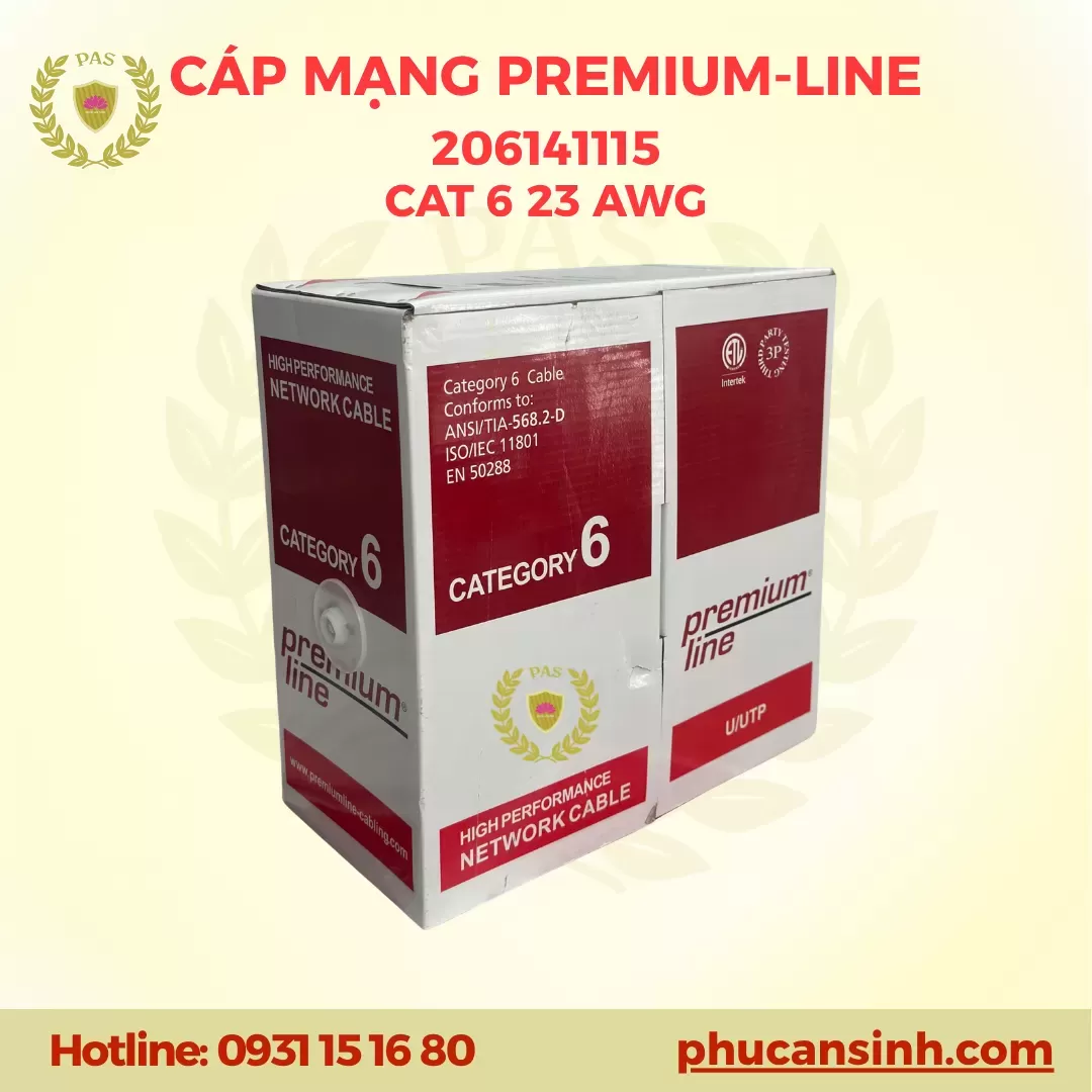 Cáp CAT6 U/UTP 23AWG PREMIUM-LINE 206141115