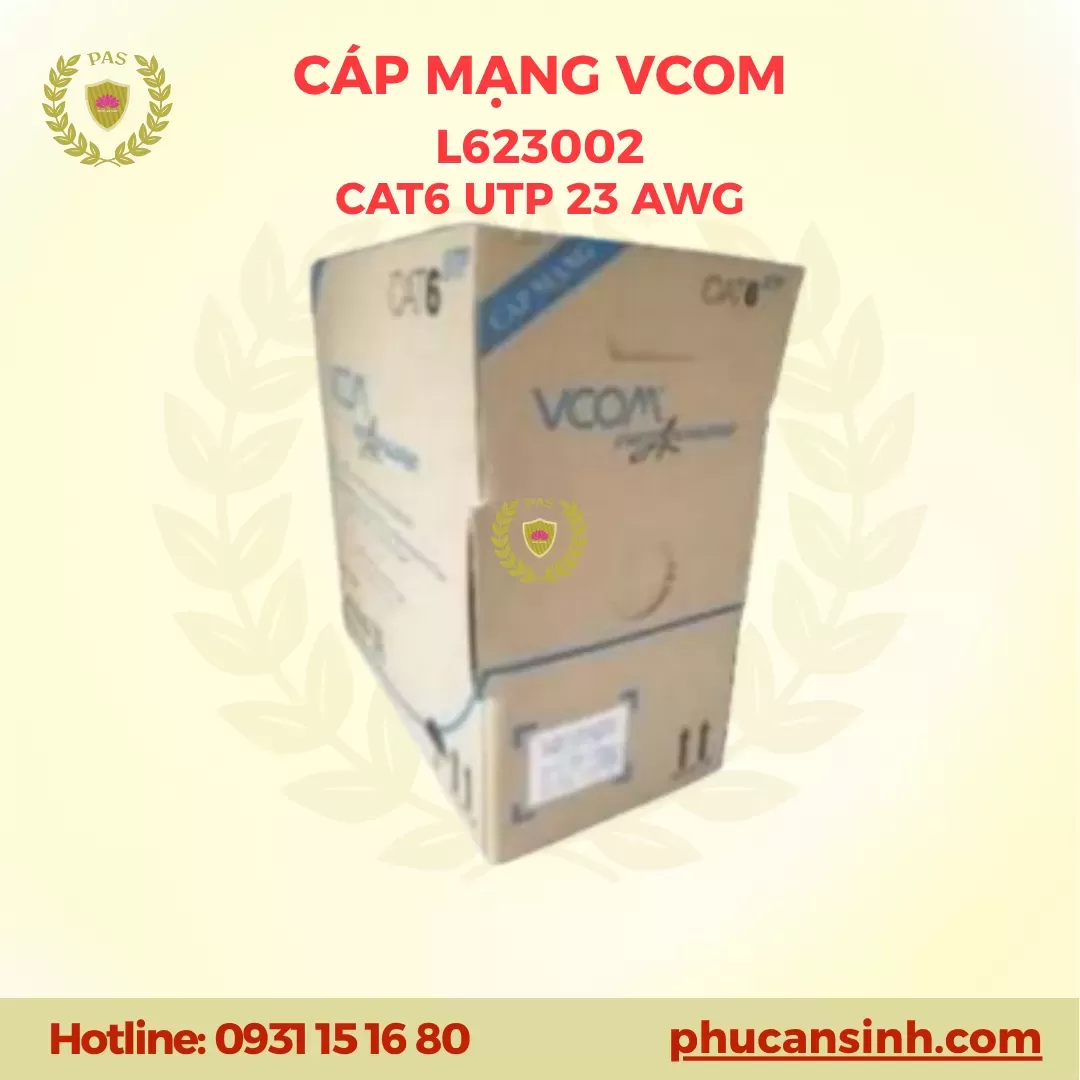 Cáp LAN CAT6 UTP 23AWG VCOM L623002
