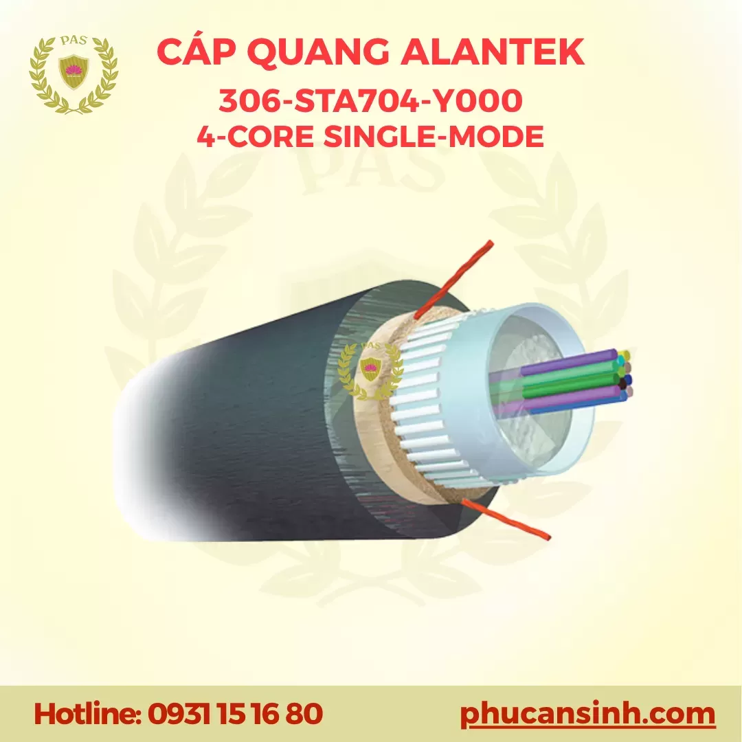 Cáp quang single-mode 9/125 UM 4 sợi OS2 ALANTEK 306-STA704-Y000