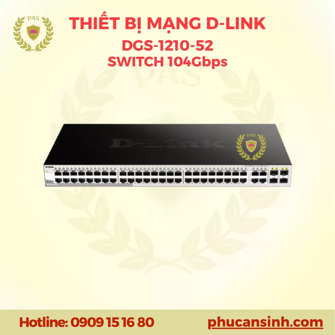 Switch 52-port Gigabit quản lý thông minh 4-port Gigabit Uplinks D-Link DGS-1210-52