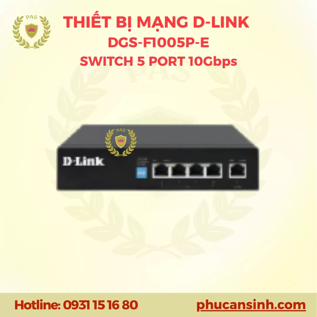 Switch 5 cổng PoE+ và Uplink không quản lý D-Link DGS-F1005P-E
