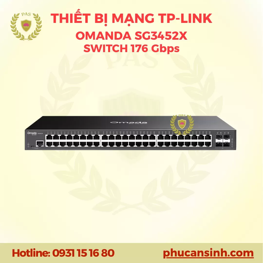 Switch Gigabit Omada Access Plus 48 cổng với 4 khe cắm 10GE SFP+ TP-Link SG3452X