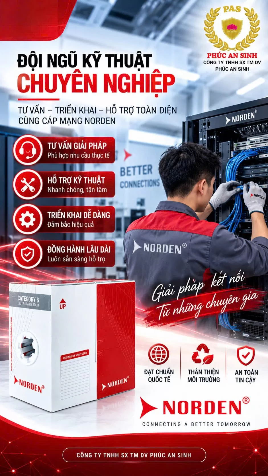 Phúc An Sinh chuyên cung cấp cáp mạng NORDEN chính hãng – Giải pháp cáp mạng cho hệ thống LAN