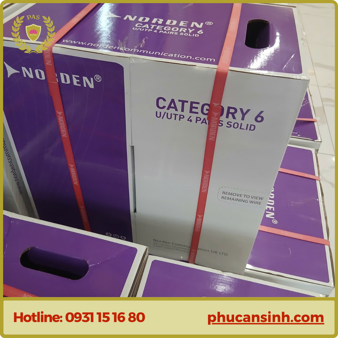 Cáp mạng Norden CAT6 UTP 24AWG 4 PAIR 120-40001104BL | E Series | Xanh Dương 