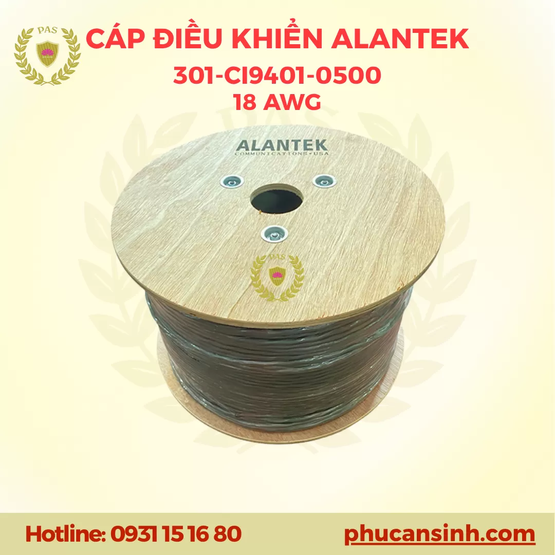 Cáp điều khiển 1 đôi 18 AWG chống nhiễu Alantek 301-CI9401-0500