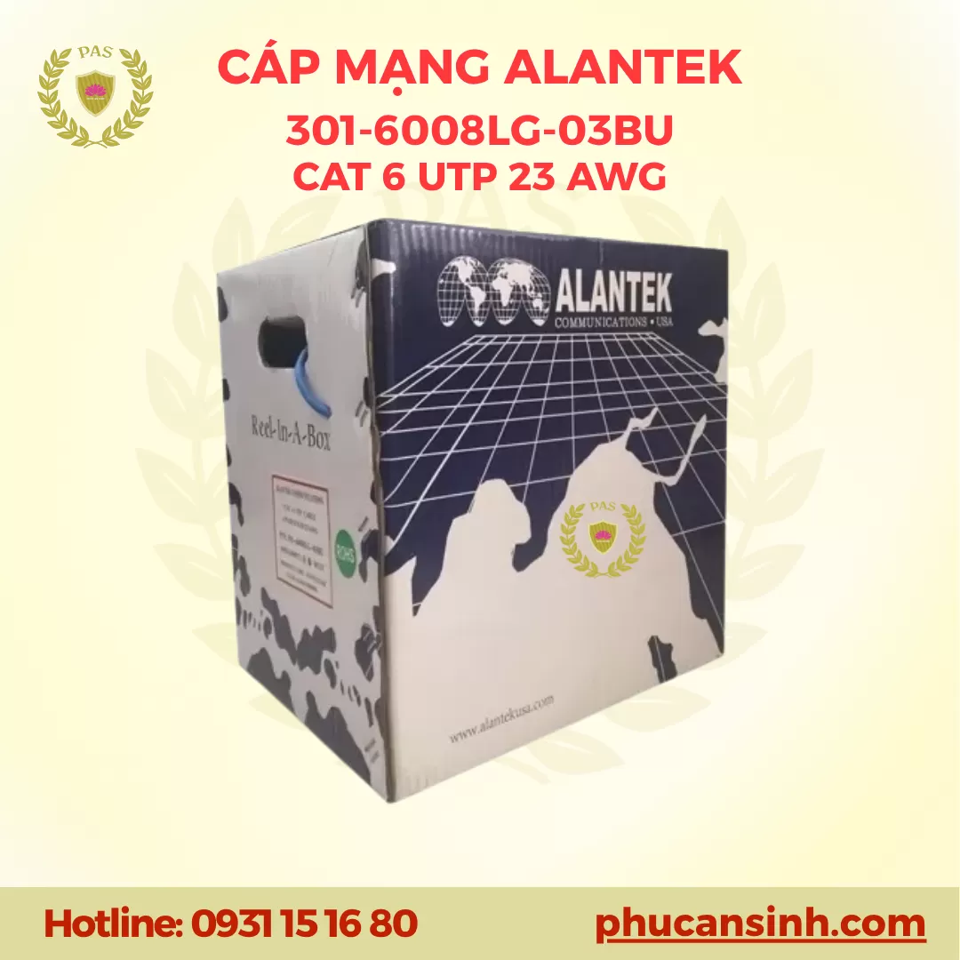 Cáp mạng ALANTEK CAT6 UTP 23AWG 4 PAIR 301-6008LG-03BU