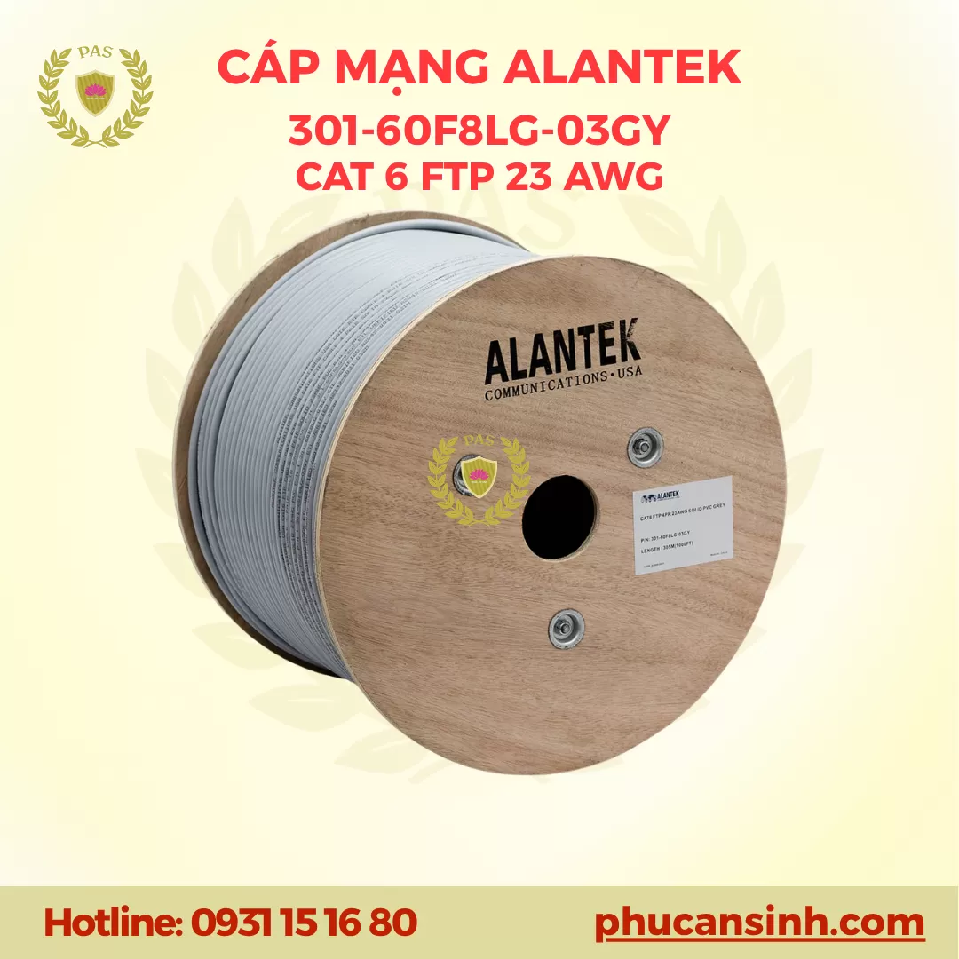 Cáp mạng Cat6 FTP 23AWG 4 Pair ALANTEK 301-60F8LG-03GY