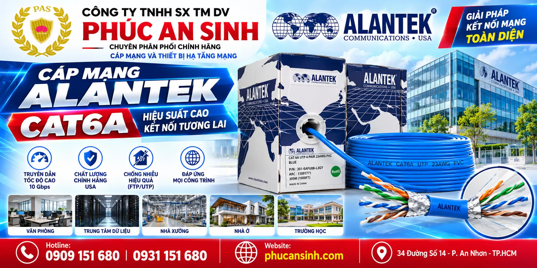 Cáp Mạng Alantek Cat6A F/UTP 23AWG Chống Nhiễu Có Gì Nổi Bật?