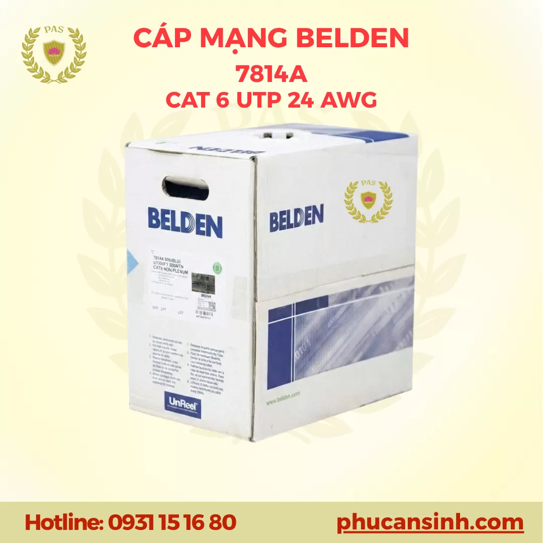 Cáp mạng BELDEN CAT6 UTP 24AWG 4 PAIR 7814A