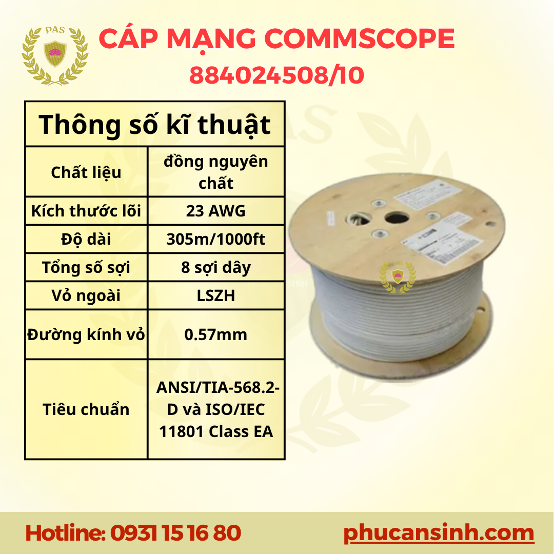 Cáp mạng CAT6A FTP 23AWG COMMSCOPE 884024508/10 chống nhiễu 305M Chính Hãng