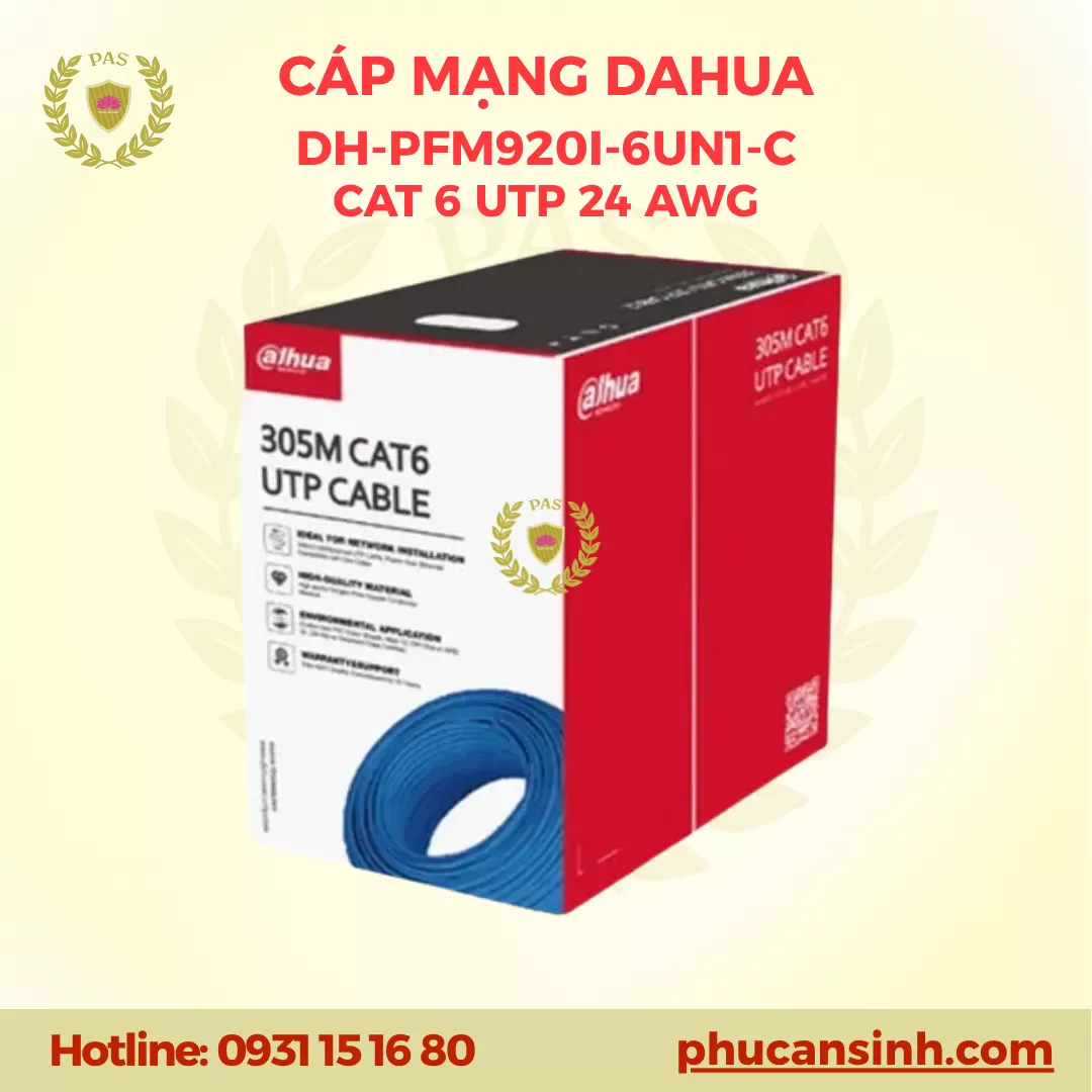 Cáp mạng CAT6 UTP 24AWG DAHUA DH-PFM920I-6UN1-C