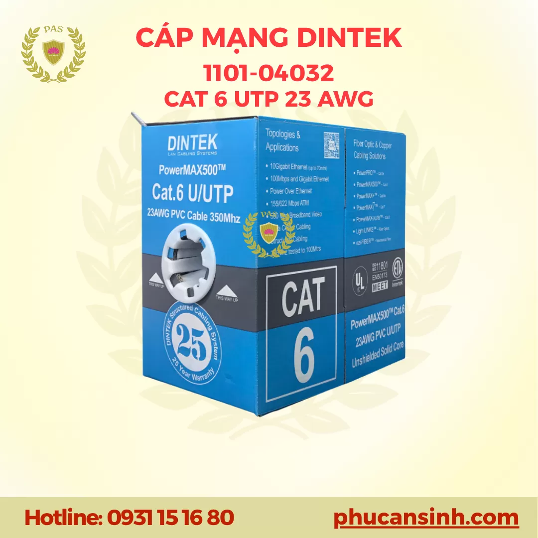 Cáp mạng Dintek CAT6 UTP 23AWG (1101-04032)