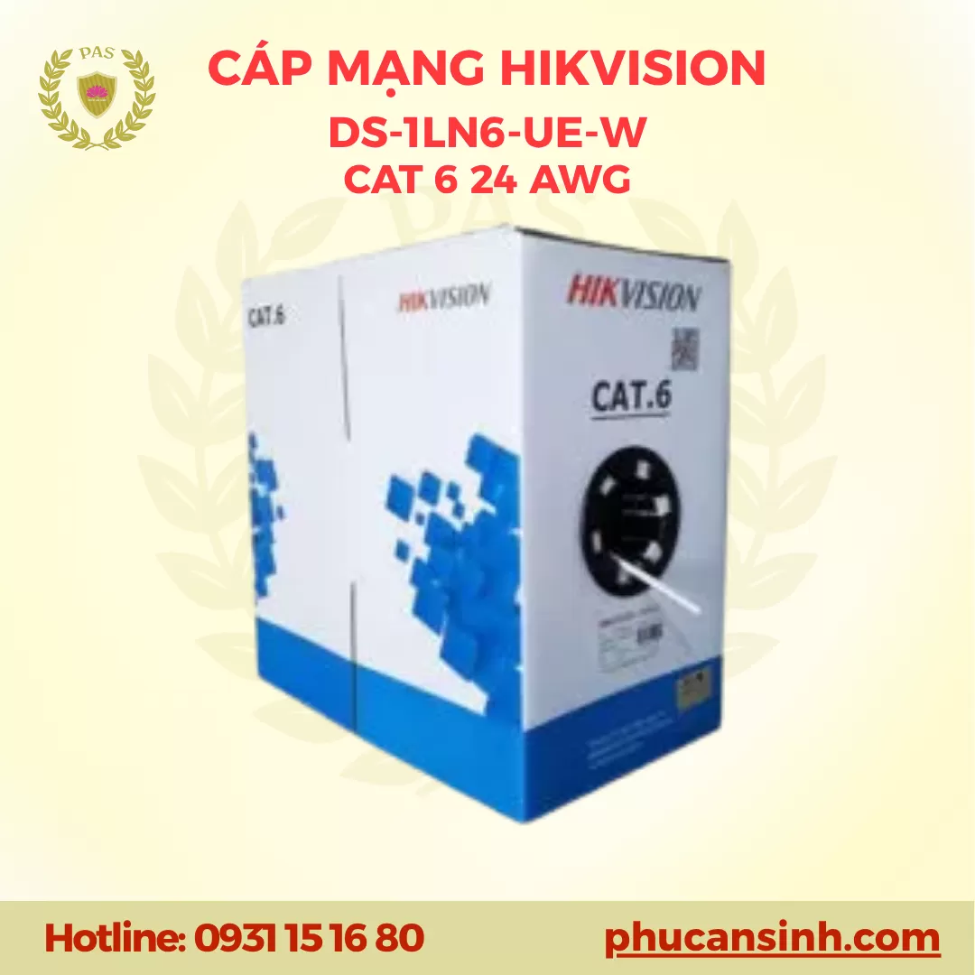 Cáp mạng CAT6 UTP 24AWG Hikvision DS-1LN6-UE-W
