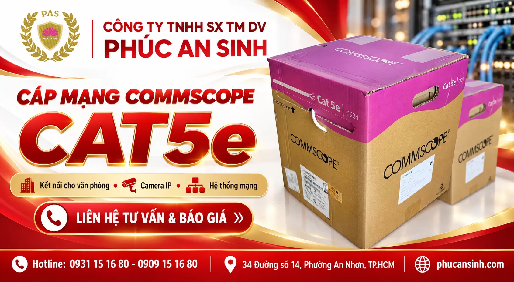Cáp Mạng CommScope Cat5e: Thông Số Kỹ Thuật, Ứng Dụng Và Giá Bán