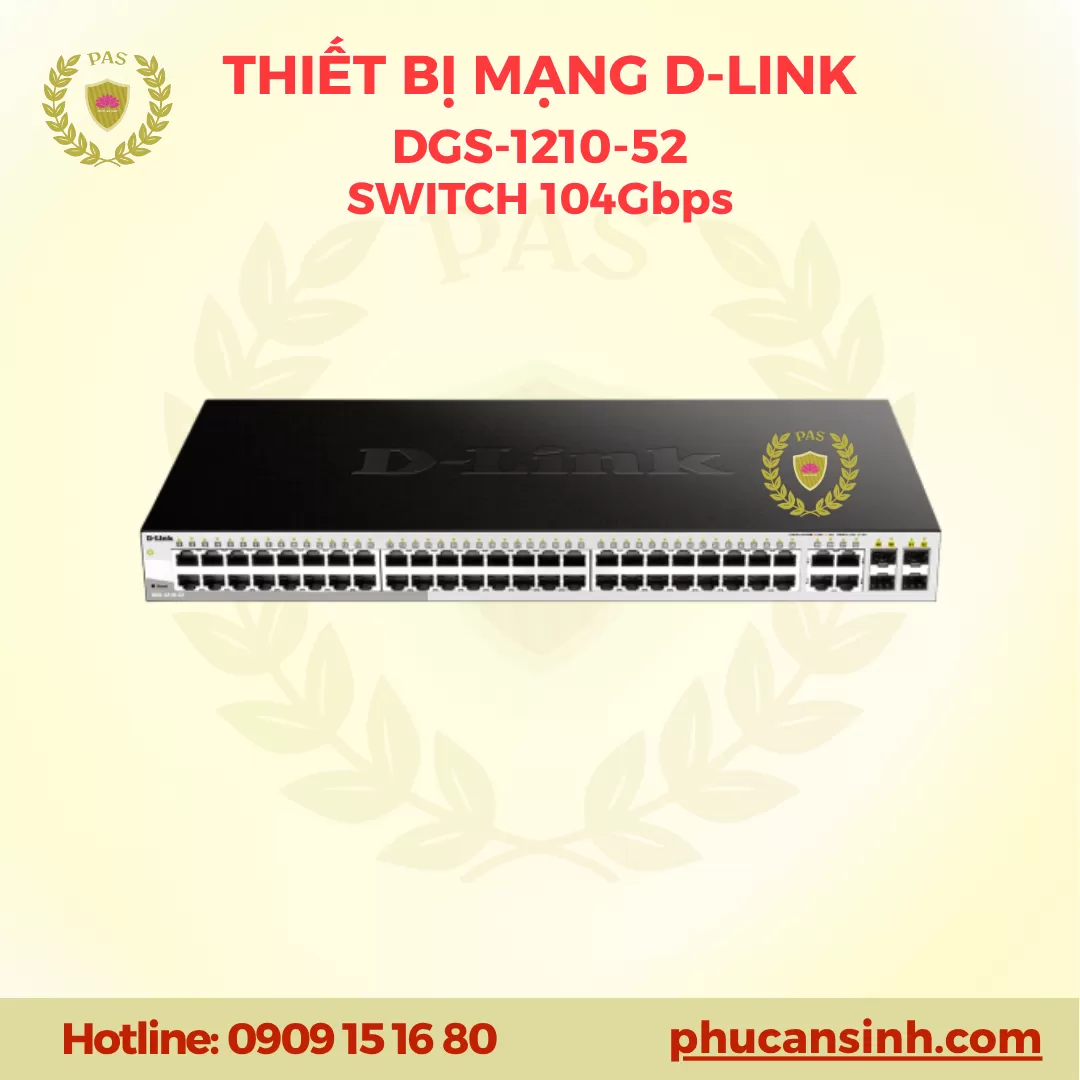 Switch 52-port Gigabit quản lý thông minh 4-port Gigabit Uplinks D-Link DGS-1210-52
