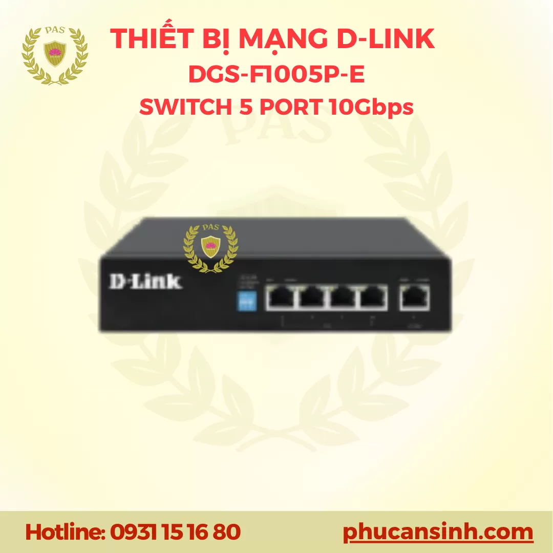 Switch 5 cổng PoE+ và Uplink không quản lý D-Link DGS-F1005P-E