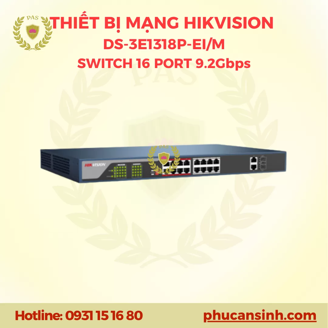 Switch PoE thông minh (Smart Managed Switch) 16 cổng Hikvision DS-3E1318P-EI/M