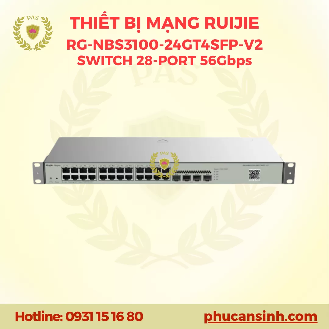 Switch L2 28-port quản lý thông minh Ruijie Reyee RG-NBS3100-24GT4SFP-V2