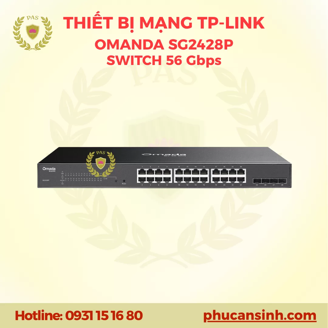 Switch Omada Gigabit Omada 28 cổng với 24 cổng PoE+ TP-Link SG2428P