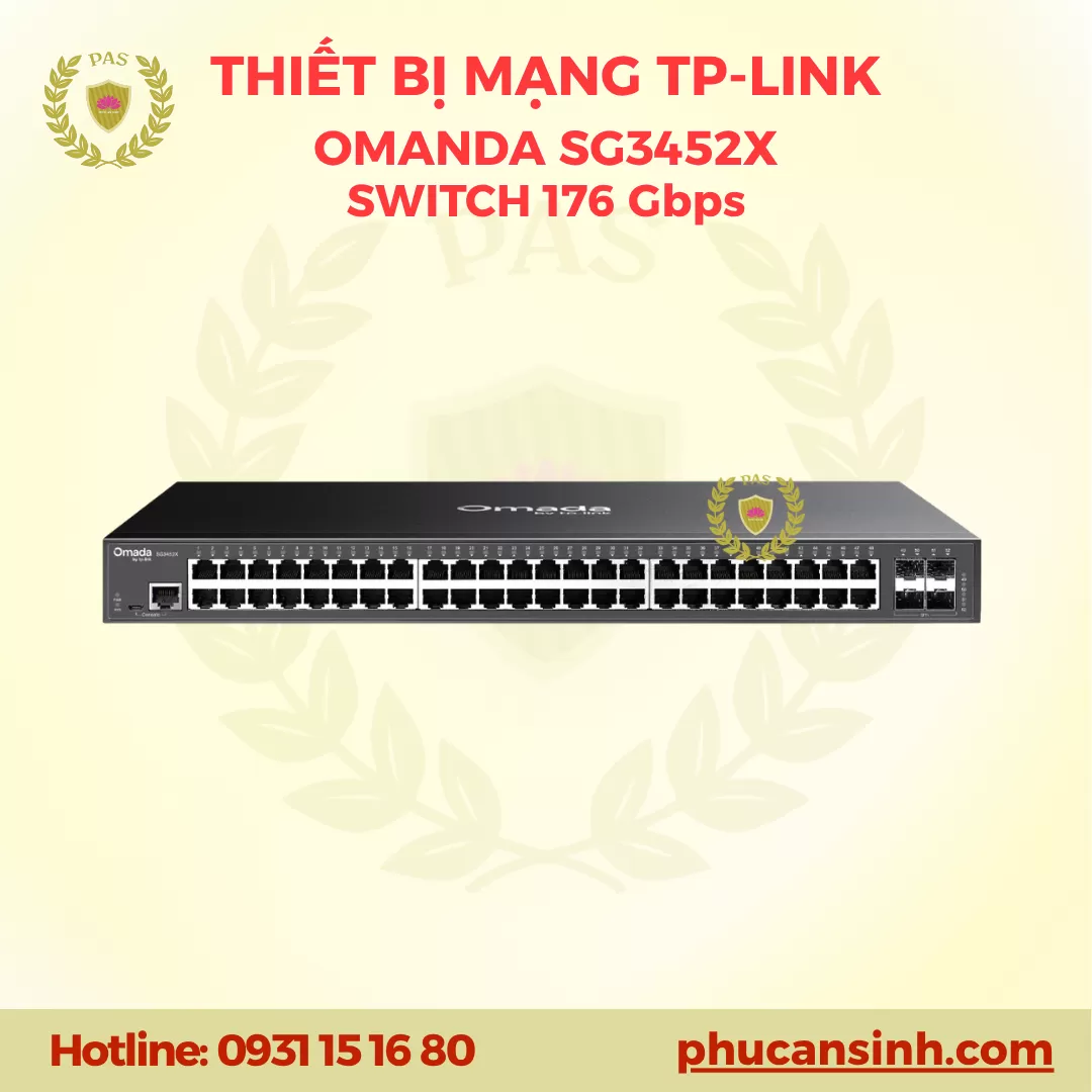 Switch Gigabit Omada Access Plus 48 cổng với 4 khe cắm 10GE SFP+ TP-Link SG3452X