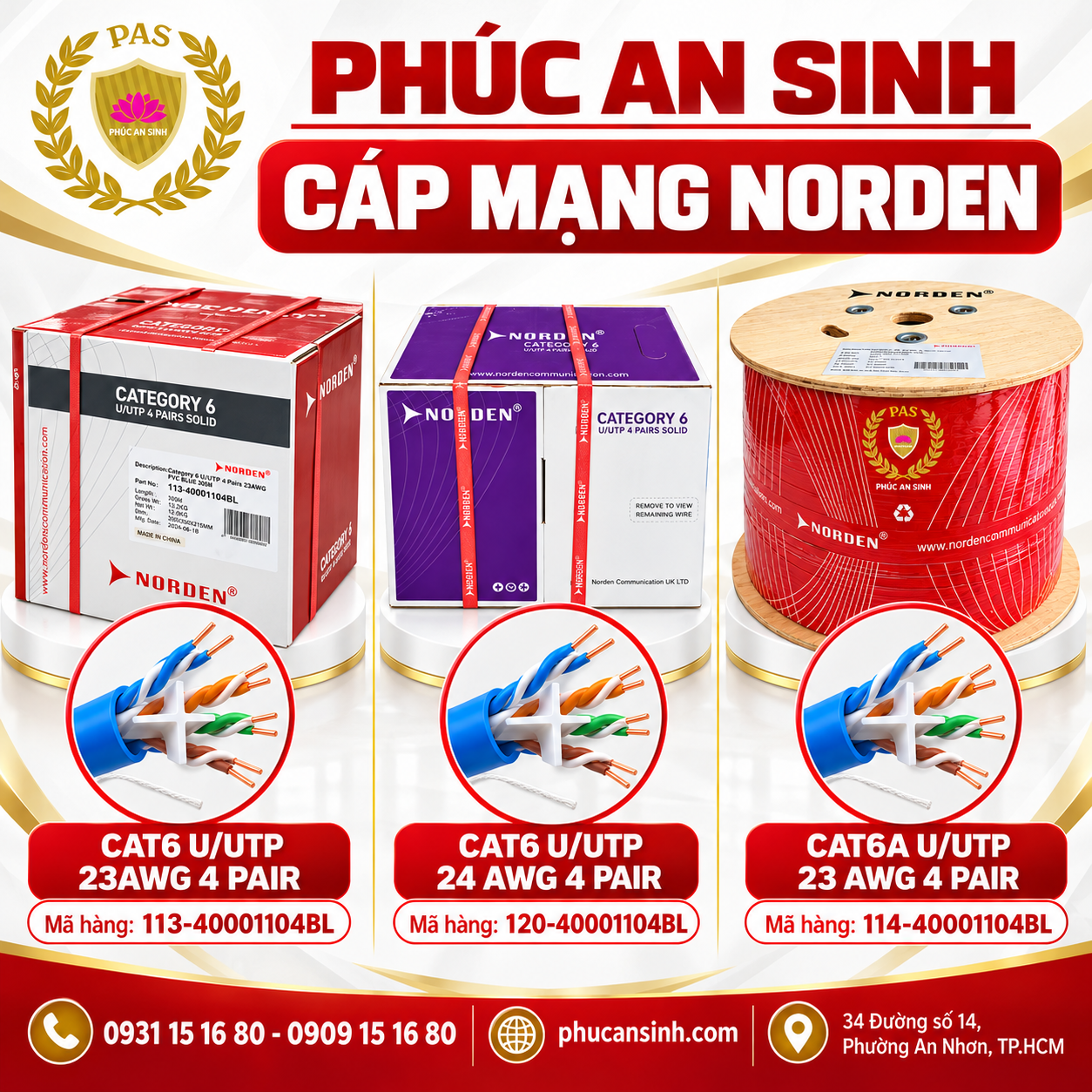 Các loại cáp Cat6 Norden UTP