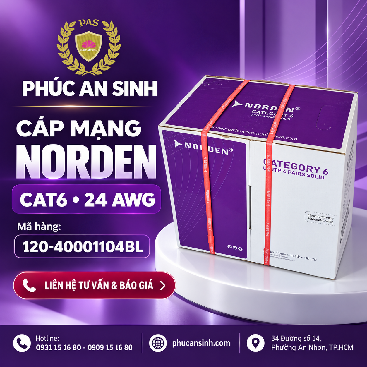 Cat6 Norden UTP 24AWG 120-40001104BL 