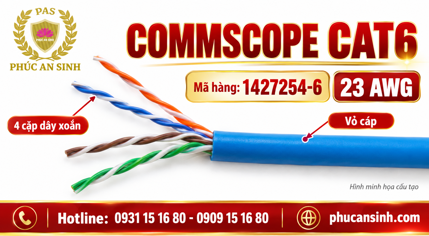 Sợi cáp CommScope  23AWG cat6